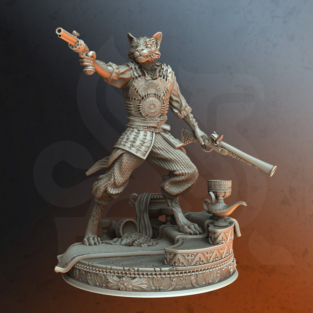 Sultan Bodyguard - Gunslinger Kara'Ta Figure + Base print 3d 12k miniature Gift Idea | Dungeons & Dragons | Tabletop | DM Stash