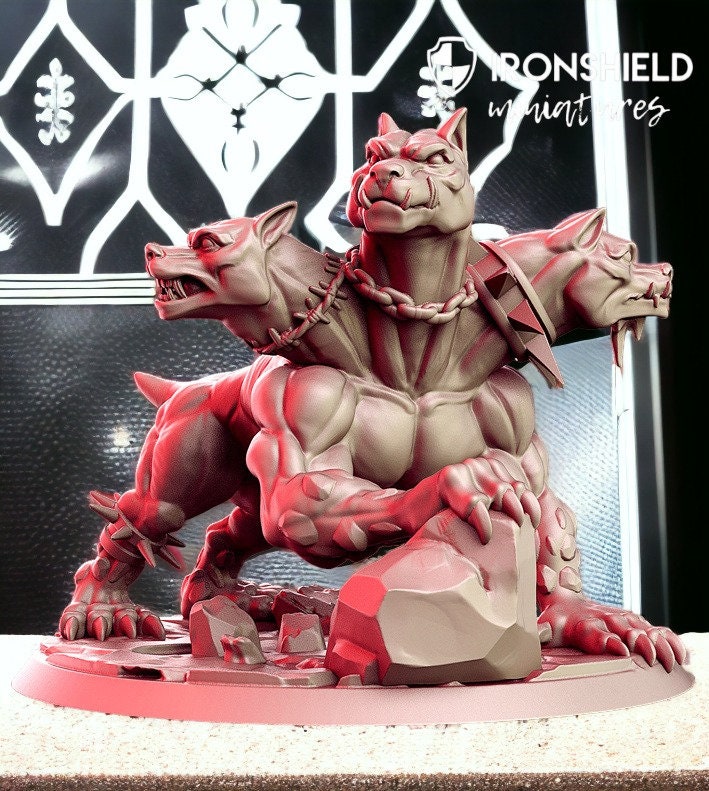 Cerverys Bestie Hund Evil Hunt Gladiator 3 Köpfe Mini für Dnd Figur Druck 3D 12k Miniatur Miniaturen Geschenkidee Dungeons and Dragons Tabletop