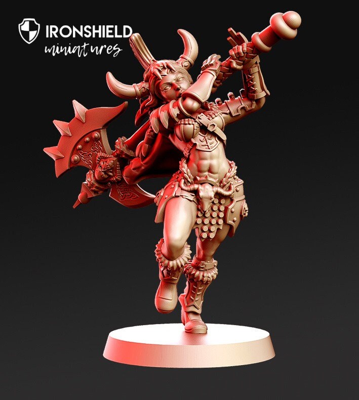 Cronia - Barbarian Female Heroic warrior girl mini for dnd figure print 3d 12k miniature miniatures Gift Idea Dungeons and Dragons Tabletop