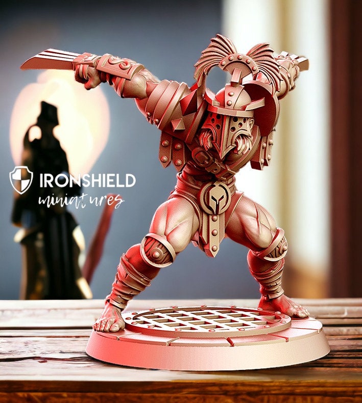 Wolverios Berserker Gladiator Wolverine Spartan mini for dnd figure print 3d miniature miniatures Gift Idea Dungeons and Dragons Tabletop