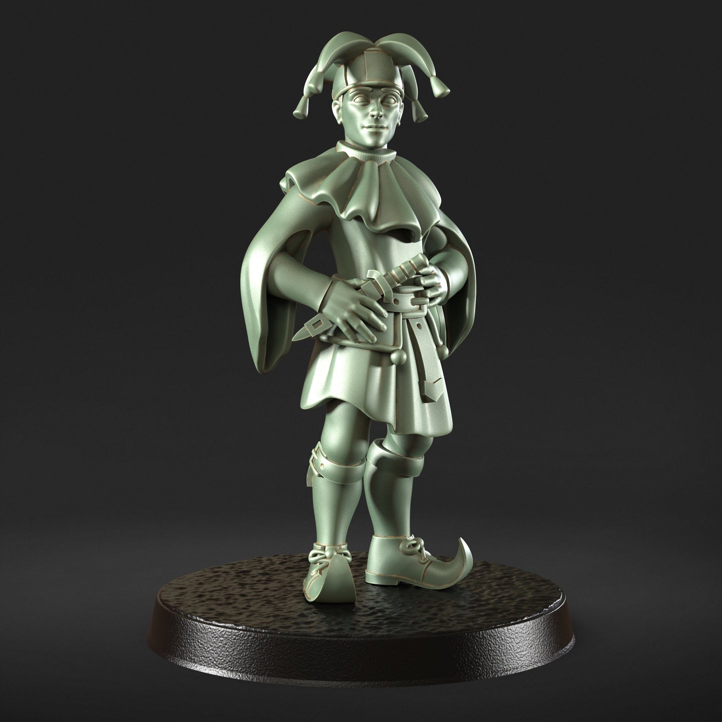 Gigi Jester Deep Water King's Clown Jester Figure + Base print 3d 12k miniature Gift Idea | Dungeons & Dragons | Tabletop | RN EStudio