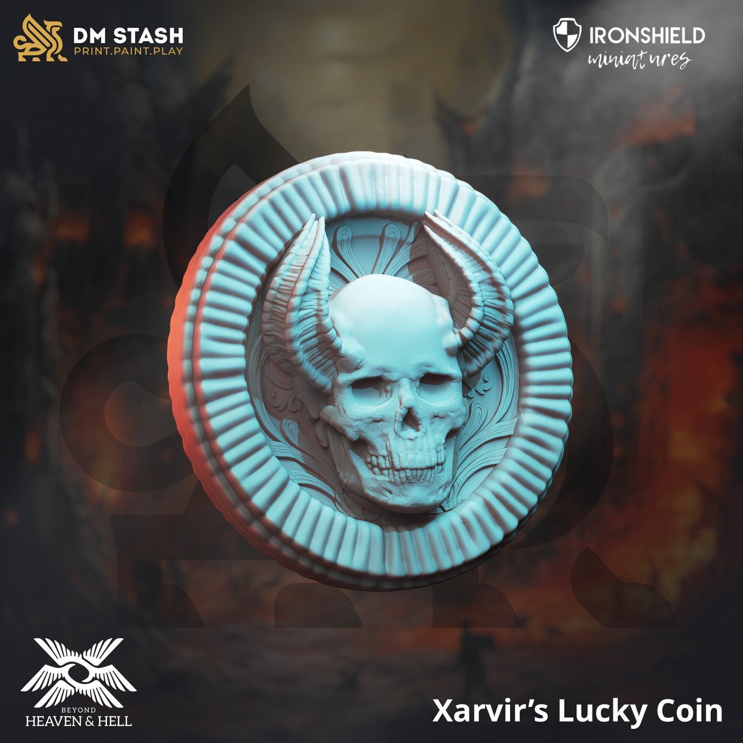 Tiefling Devil Dealer - Xarvir Undead Figure + COIN + base imprimée 3D 12k miniature Idée cadeau mini Dungeons & Dragons Tabletop DM Stash