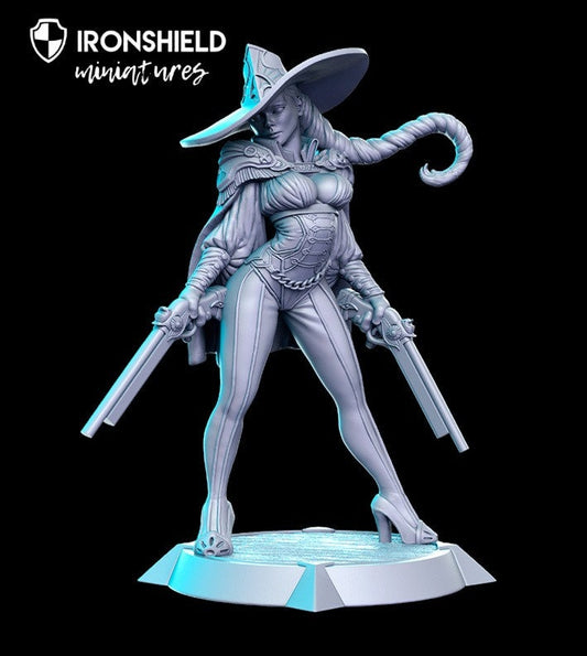 Inna, cowgirl avec fusils, figurine DND à imprimer, miniature 3D | Idée cadeau | Donjons et Dragons | Jeux de table | RN Estudio