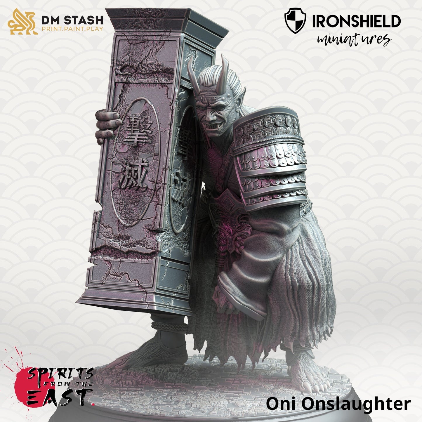 PAKET - Oni Onslaughter Trio Samurai Demon 12k Figur + Basisdruck 3D-RPG-Miniatur Geschenkidee Mini | Dungeons & Dragons | Tabletop DM Stash