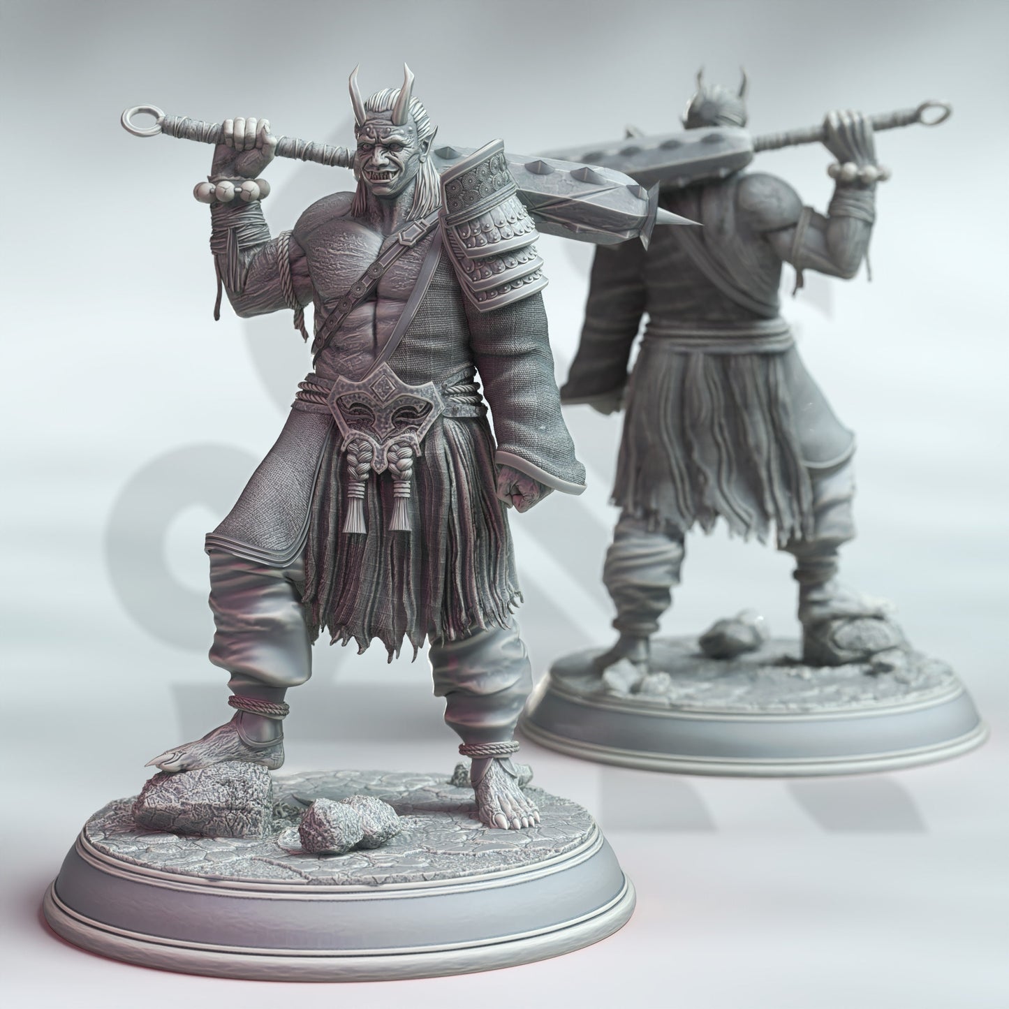 PAKET - Oni Onslaughter Trio Samurai Demon 12k Figur + Basisdruck 3D-RPG-Miniatur Geschenkidee Mini | Dungeons & Dragons | Tabletop DM Stash