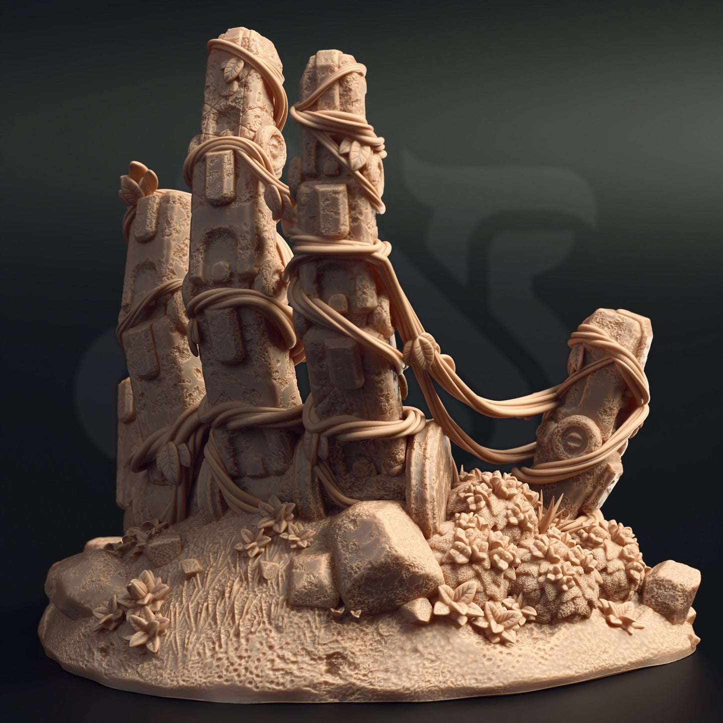 Ruinengelände mit antiken Statuen – Ruinen von Duradi Enviro 12k Druck 3D-RPG-Miniatur-Geschenkidee Mini | Dungeons & Dragons | Tabletop | DM Stash