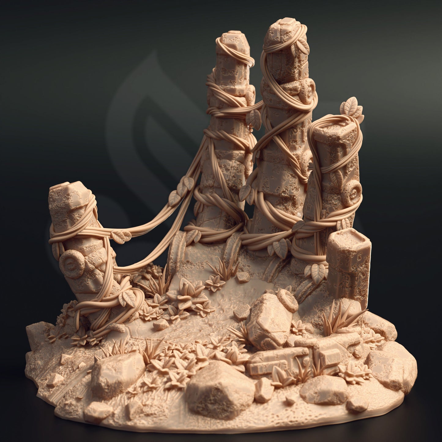 Ruinengelände mit antiken Statuen – Ruinen von Duradi Enviro 12k Druck 3D-RPG-Miniatur-Geschenkidee Mini | Dungeons & Dragons | Tabletop | DM Stash
