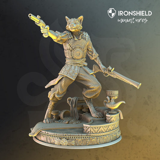 Sultan Bodyguard - Revolverheld Kara'Ta Figur + Sockeldruck 3D 12k Miniatur Geschenkidee | Dungeons & Dragons | Tabletop | DM Stash