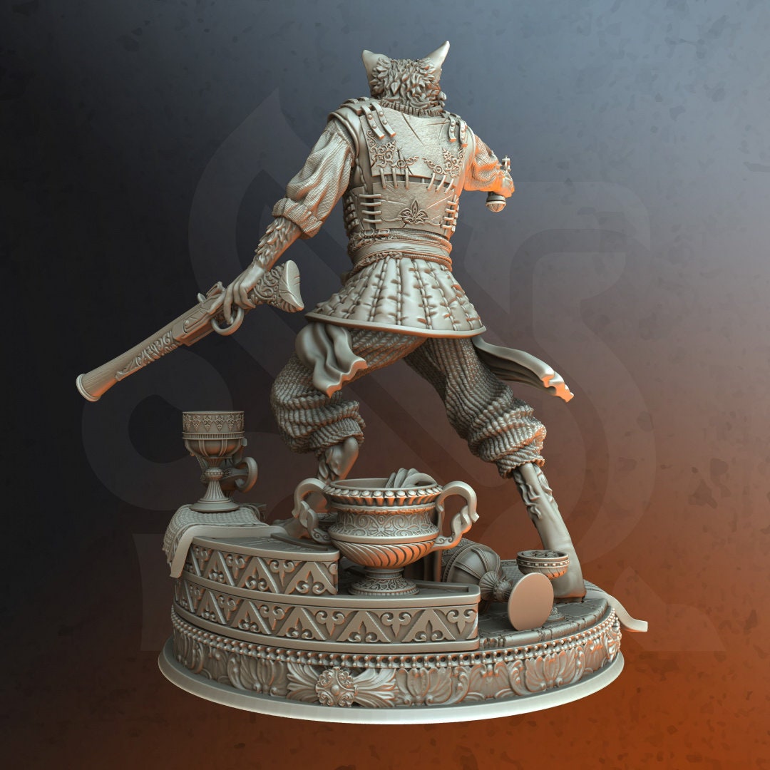 Sultan Bodyguard - Gunslinger Kara'Ta Figure + Base print 3d 12k miniature Gift Idea | Dungeons & Dragons | Tabletop | DM Stash