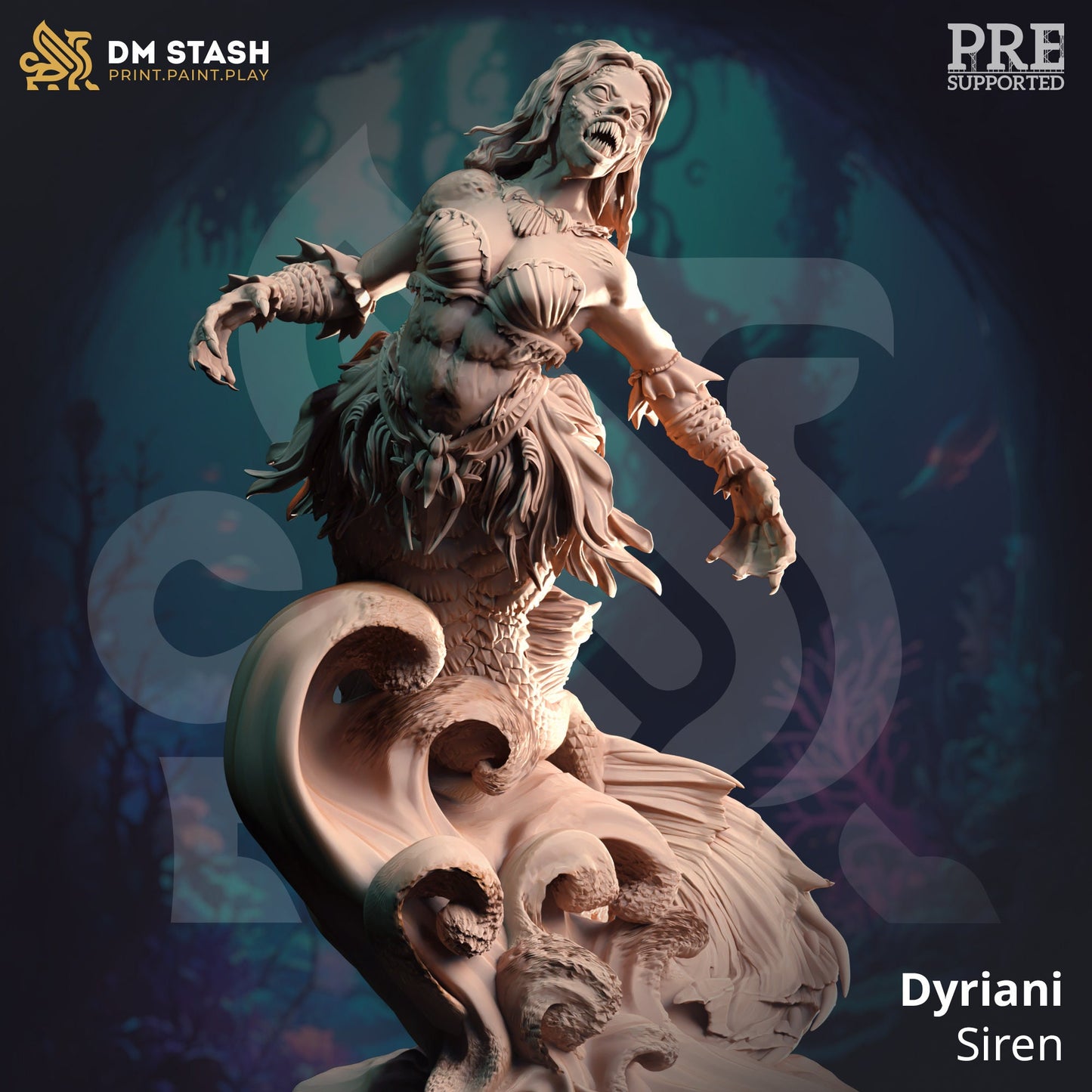 Deep Sea Sirens – Dyriani-Figur 12.000 + Basisdruck 3D-RPG-Miniatur-Geschenkidee Mini | Dungeons & Dragons | Tabletop | DM Stash