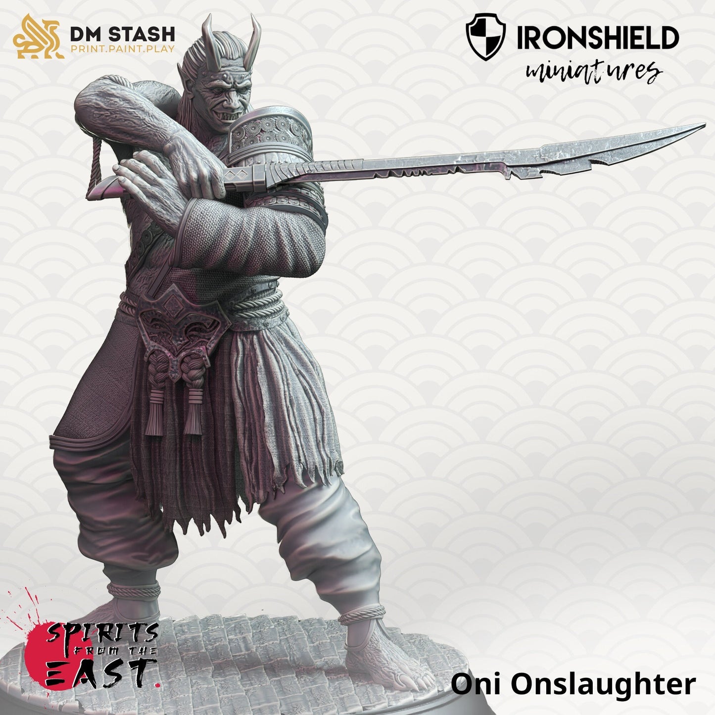 PAKET - Oni Onslaughter Trio Samurai Demon 12k Figur + Basisdruck 3D-RPG-Miniatur Geschenkidee Mini | Dungeons & Dragons | Tabletop DM Stash