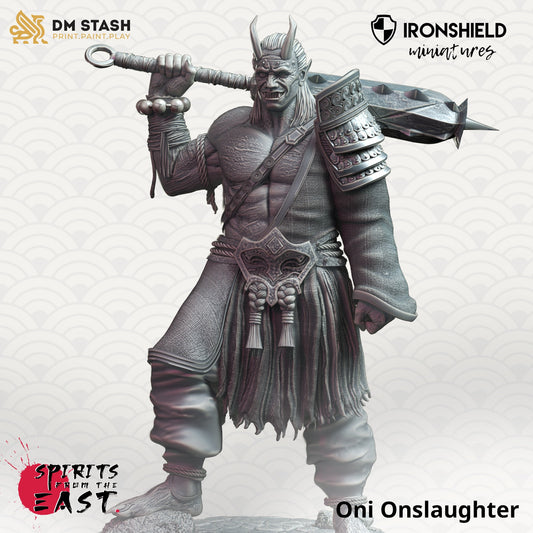 PAKET - Oni Onslaughter Trio Samurai Demon 12k Figur + Basisdruck 3D-RPG-Miniatur Geschenkidee Mini | Dungeons & Dragons | Tabletop DM Stash