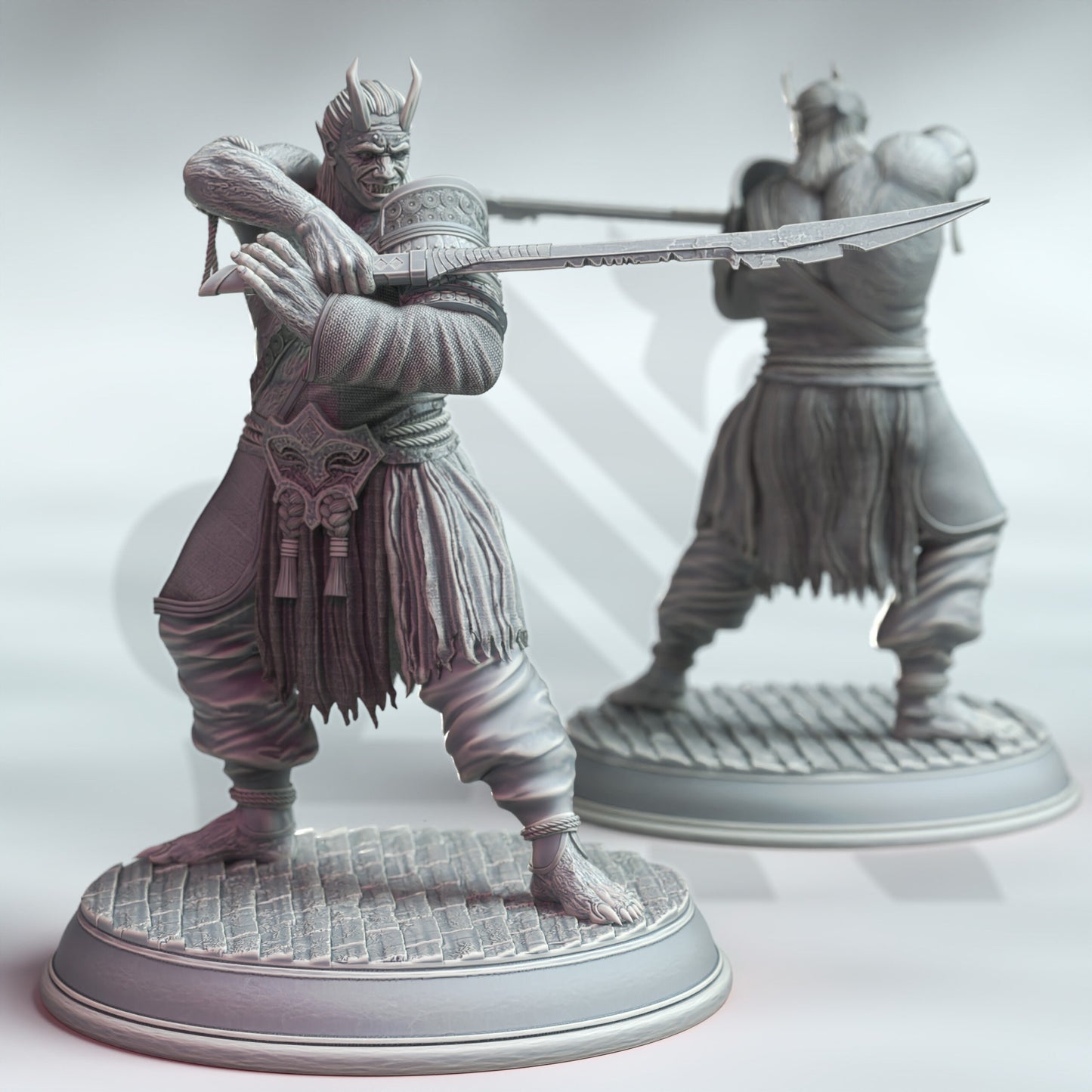 PAKET - Oni Onslaughter Trio Samurai Demon 12k Figur + Basisdruck 3D-RPG-Miniatur Geschenkidee Mini | Dungeons & Dragons | Tabletop DM Stash