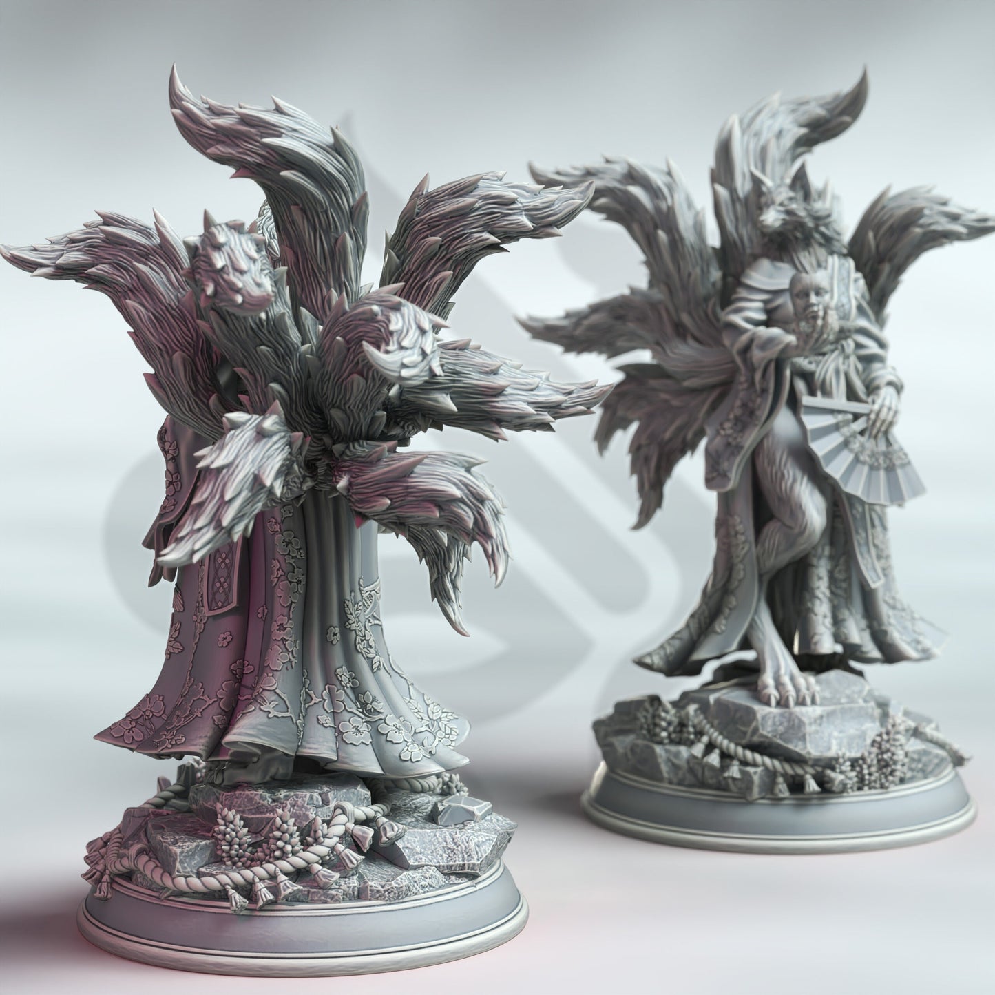 Kyubi no Shoujo - Nine Tailed Fox Spirit 12k Figure + base print 3d RPG miniature Gift Idea mini | Dungeons & Dragons | Tabletop | DM Stash