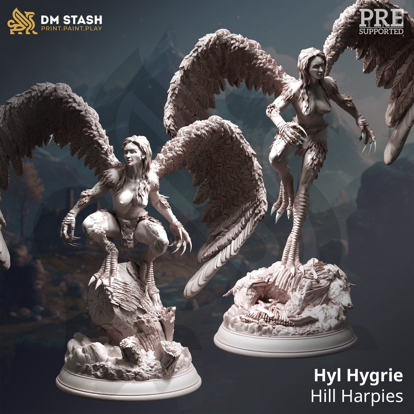 Hügelharpie, stehend, Hyl Hygrie, Monster