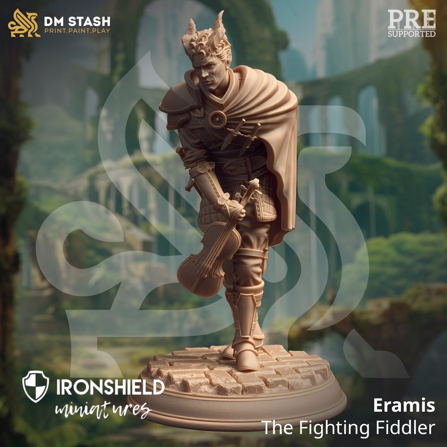 Tiefling Bard Fighter – Eramis-Figur 12.000 + Basisdruck 3D-RPG-Miniatur-Geschenkidee Mini | Dungeons & Dragons | Tabletop | DM Stash