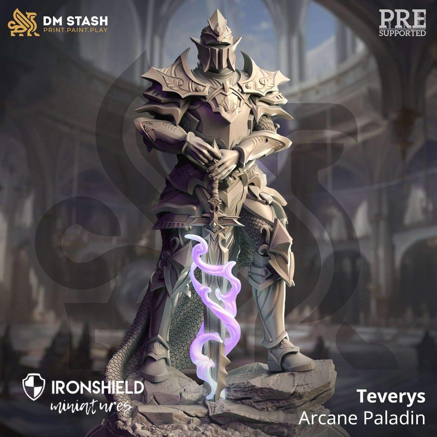 Arcane Paladin – Teverys-Figur 12.000 + Basisdruck 3D-RPG-Miniatur-Geschenkidee Mini | Dungeons & Dragons | Tabletop | DM Stash