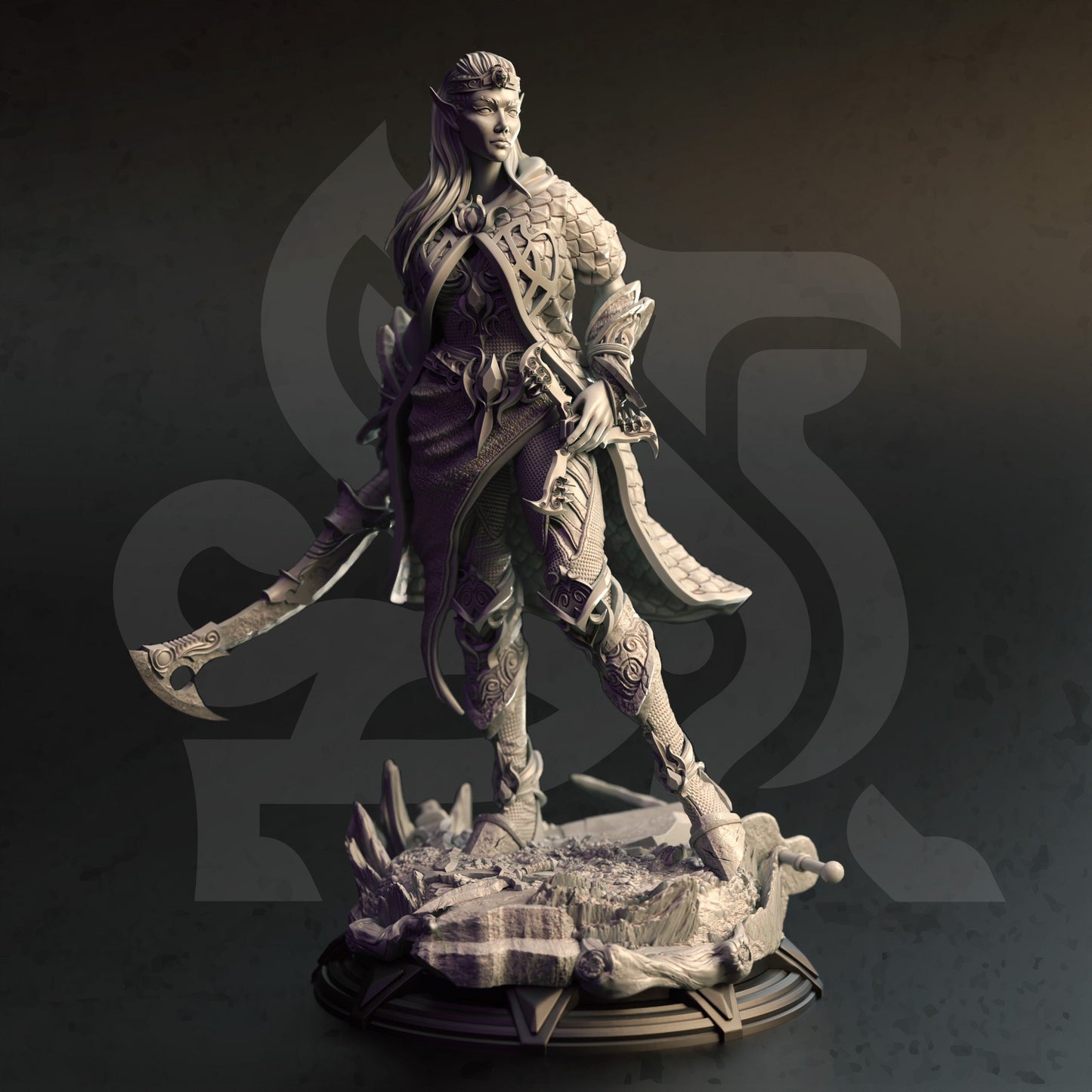Weibliche Hochelfen-Zauberklinge – Rylena-Figur 12k + Basisdruck 3D-RPG-Miniatur-Geschenkidee Mini | Dungeons & Dragons | Tabletop | DM Stash