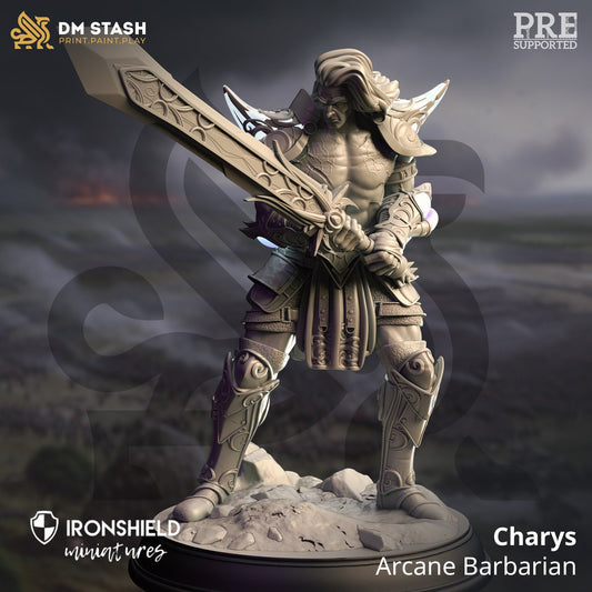 Mit Arkan durchdrungener Barbar – Charys-Figur 12.000 + Basisdruck 3D-RPG-Miniatur-Geschenkidee Mini | Dungeons & Dragons | Tabletop | DM Stash