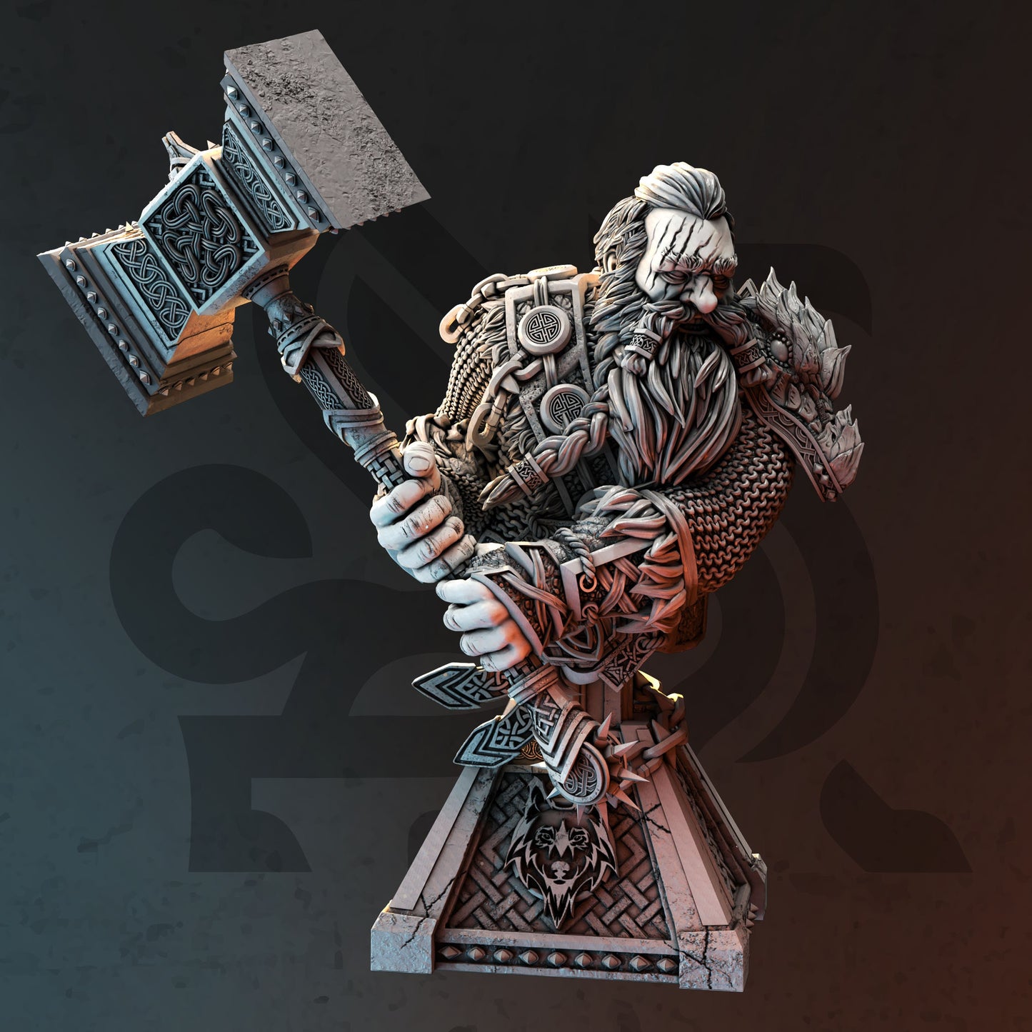 BUST - Elite Dwarf Barbarian - Rend 'Madbeard' 120mm tall figure print 3d 12k miniature Gift Idea Dungeons and Dragons Tabletop DM Stash