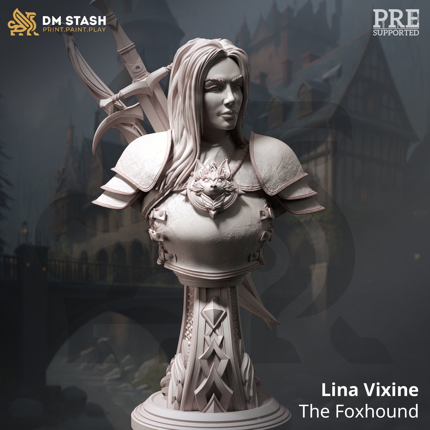 Buste - Jeune Maître Chasseur de Sang - Lina Vixine 120 mm de haut - Figurine 3D 12k miniature Idée cadeau | Donjons et Dragons | Coffret de DM sur table