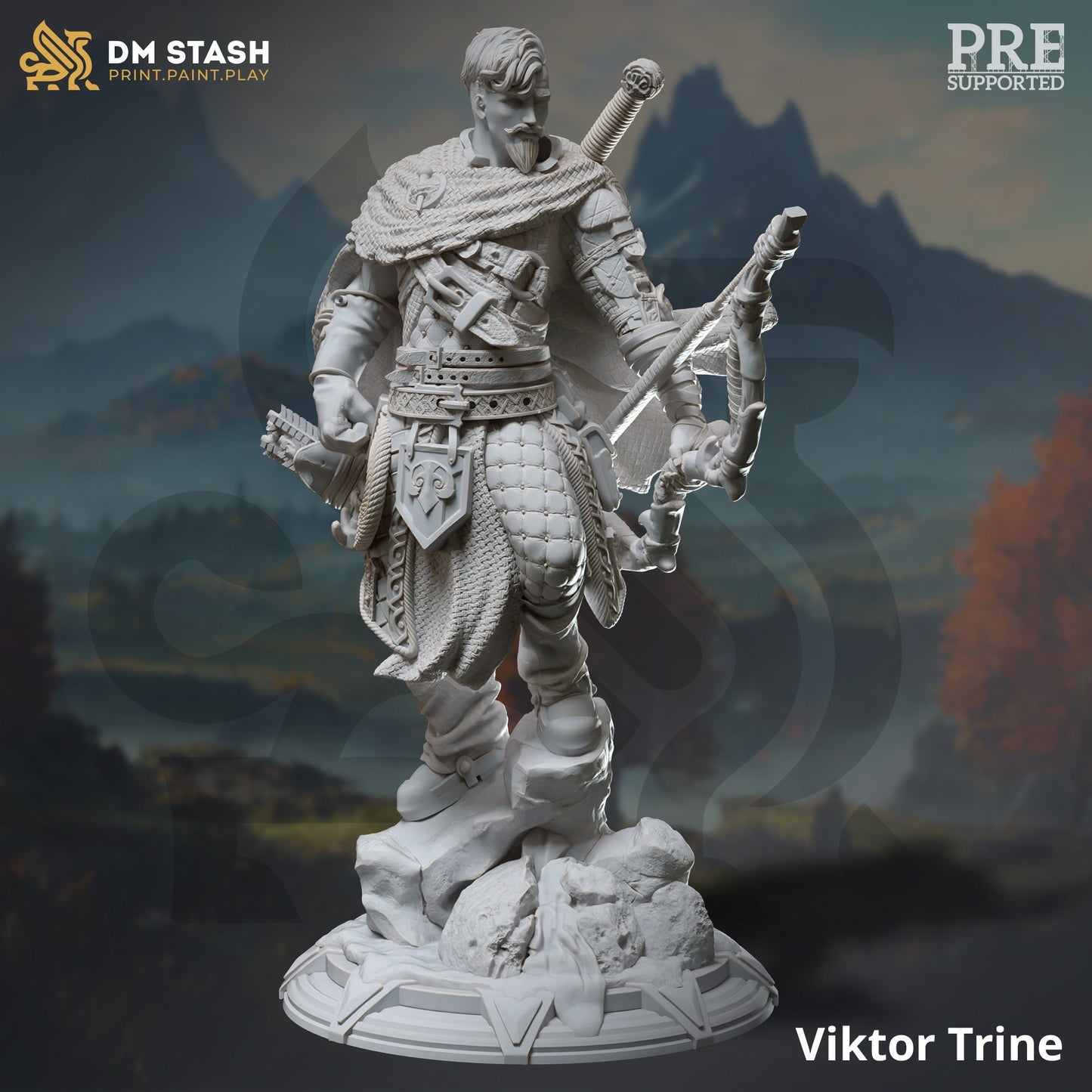 Northern Ranger – Viktor Trine Archer Figur + Sockeldruck 3D 12k Dnd Miniatur Geschenkidee Mini | Dungeons & Dragons | Tabletop | DM Stash