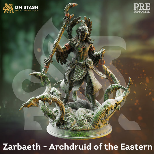 Figurine Zarbaeth, archidruide elfique à plumes, avec socle imprimé, miniature 3D 12 000 $, idée cadeau | Donjons et Dragons | Jeux de table | Cachette de DM