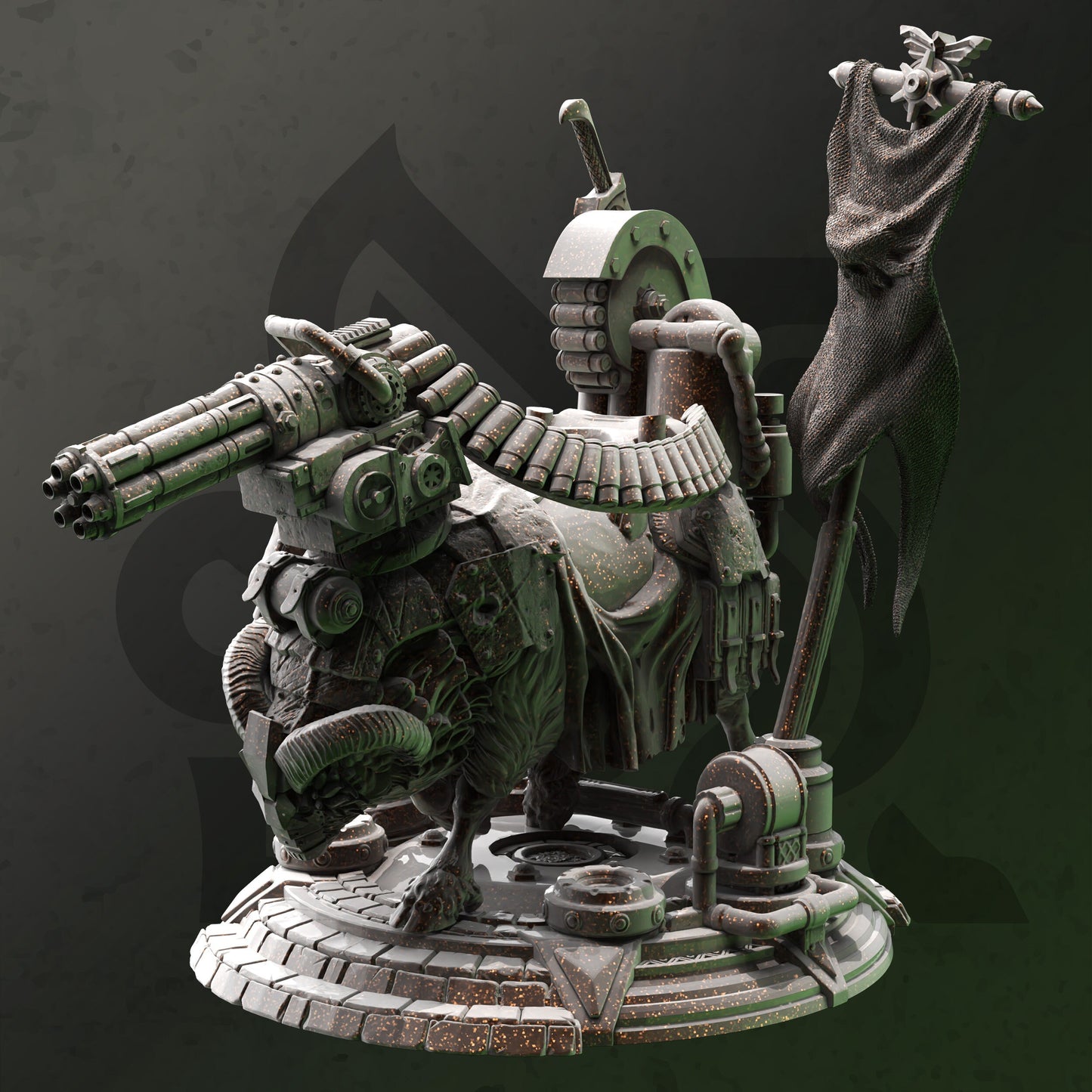 Soldat Steampunk à cheval - Figurine Kartol n Gorty avec socle imprimé 3D 12k miniature Idée cadeau | Donjons et Dragons | Jeux de table | Cachette de DM