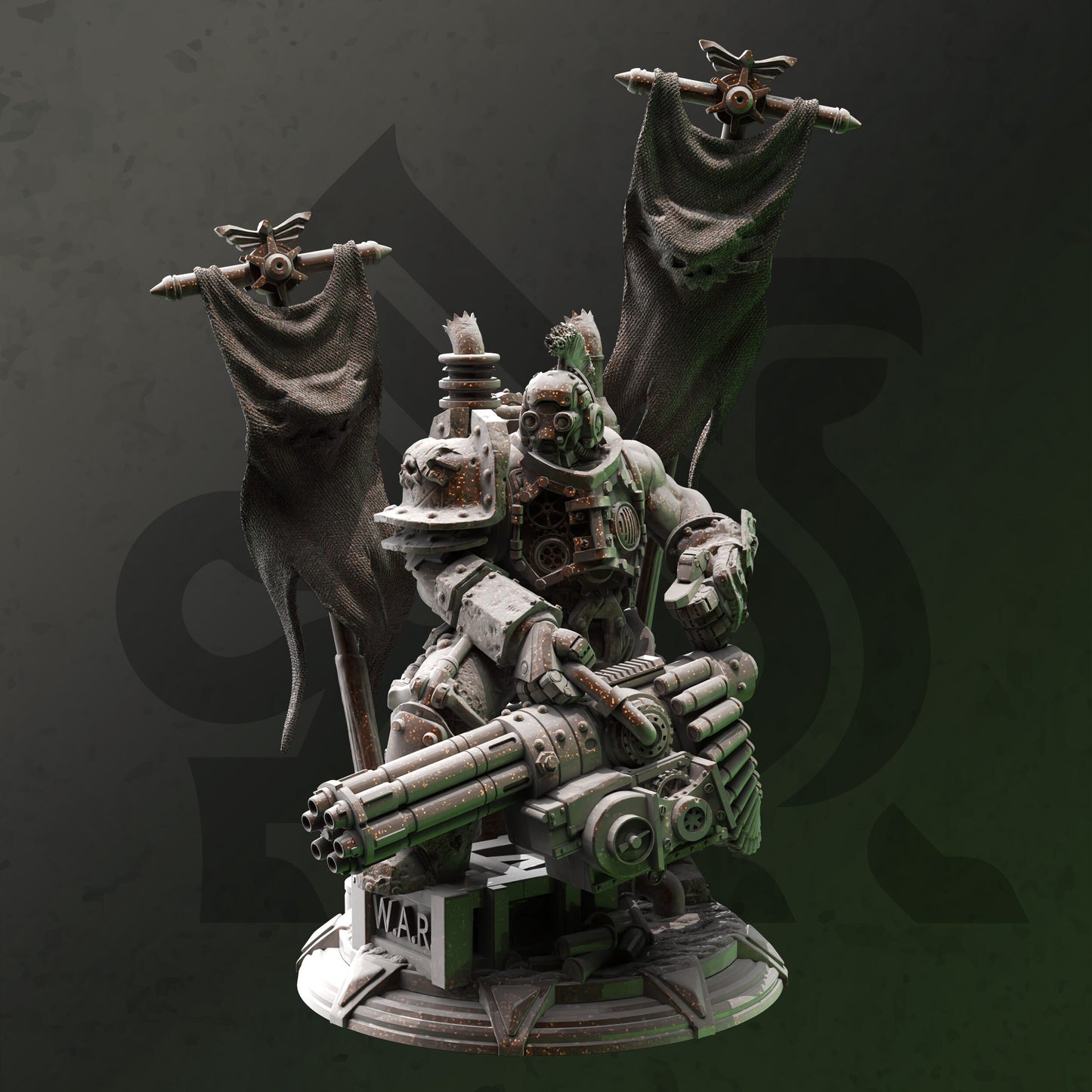 Soldat Steampunk à cheval - Figurine Kartol n Gorty avec socle imprimé 3D 12k miniature Idée cadeau | Donjons et Dragons | Jeux de table | Cachette de DM