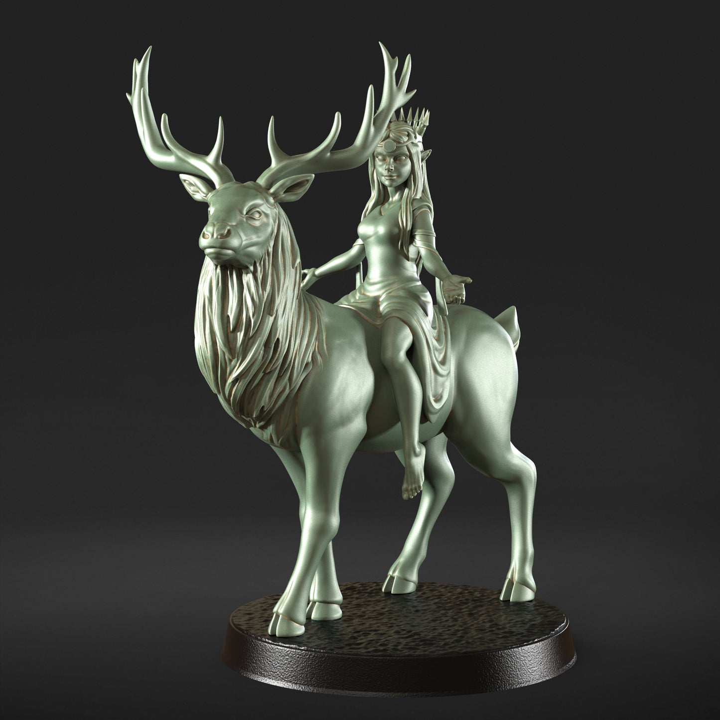 Gala – Hirschreiterin, Elfenfrau, Figur 12.000 + Sockeldruck, 3D-RPG-Miniatur, Geschenkidee, Mini | Dungeons & Dragons | Tabletop | RN Estudio