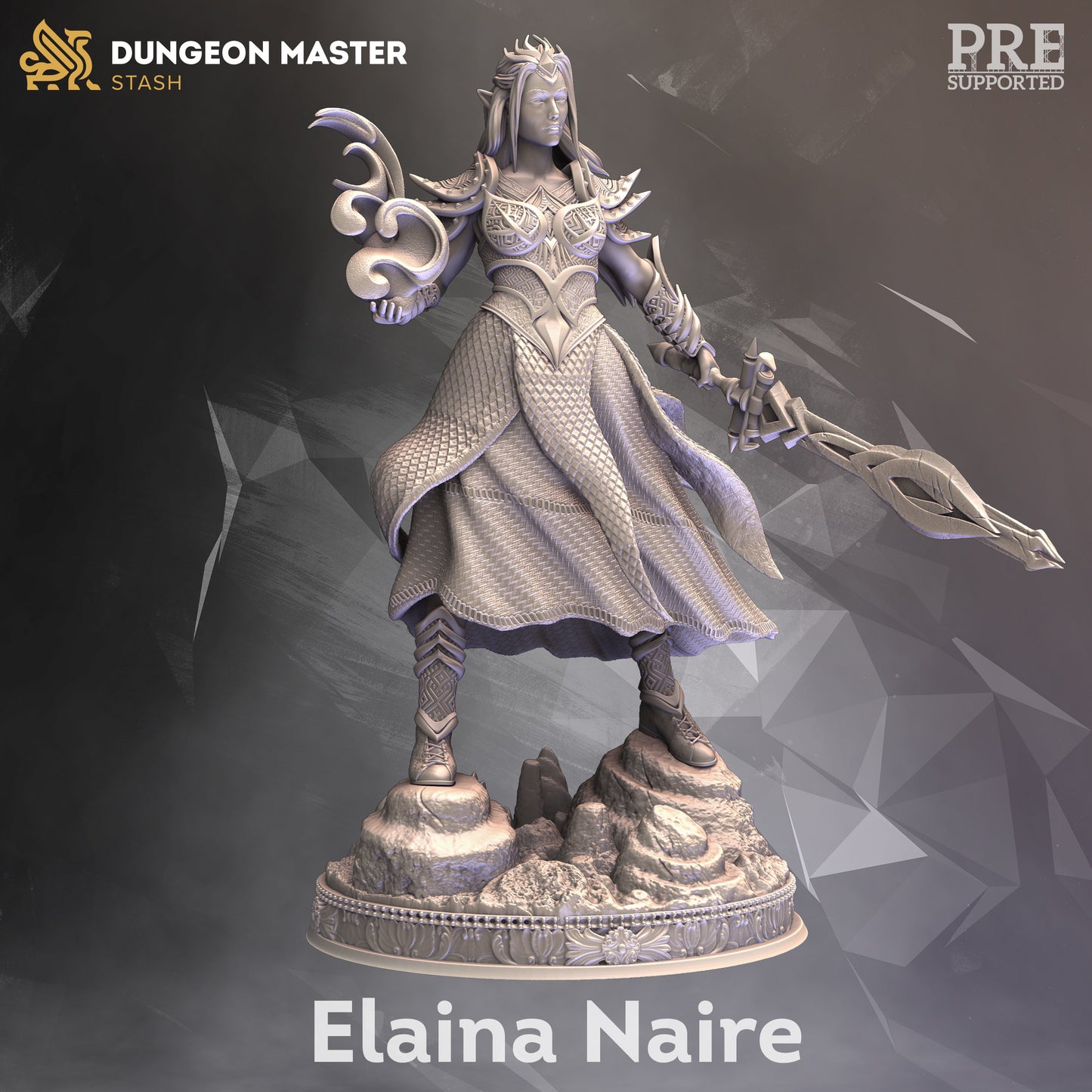 Hex Bladed Warlock – Elaina Naire Figur + Sockel + BONUS-Druck 3D 12k Miniatur Geschenkidee Mini | Dungeons & Dragons | Tabletop | DM Stash
