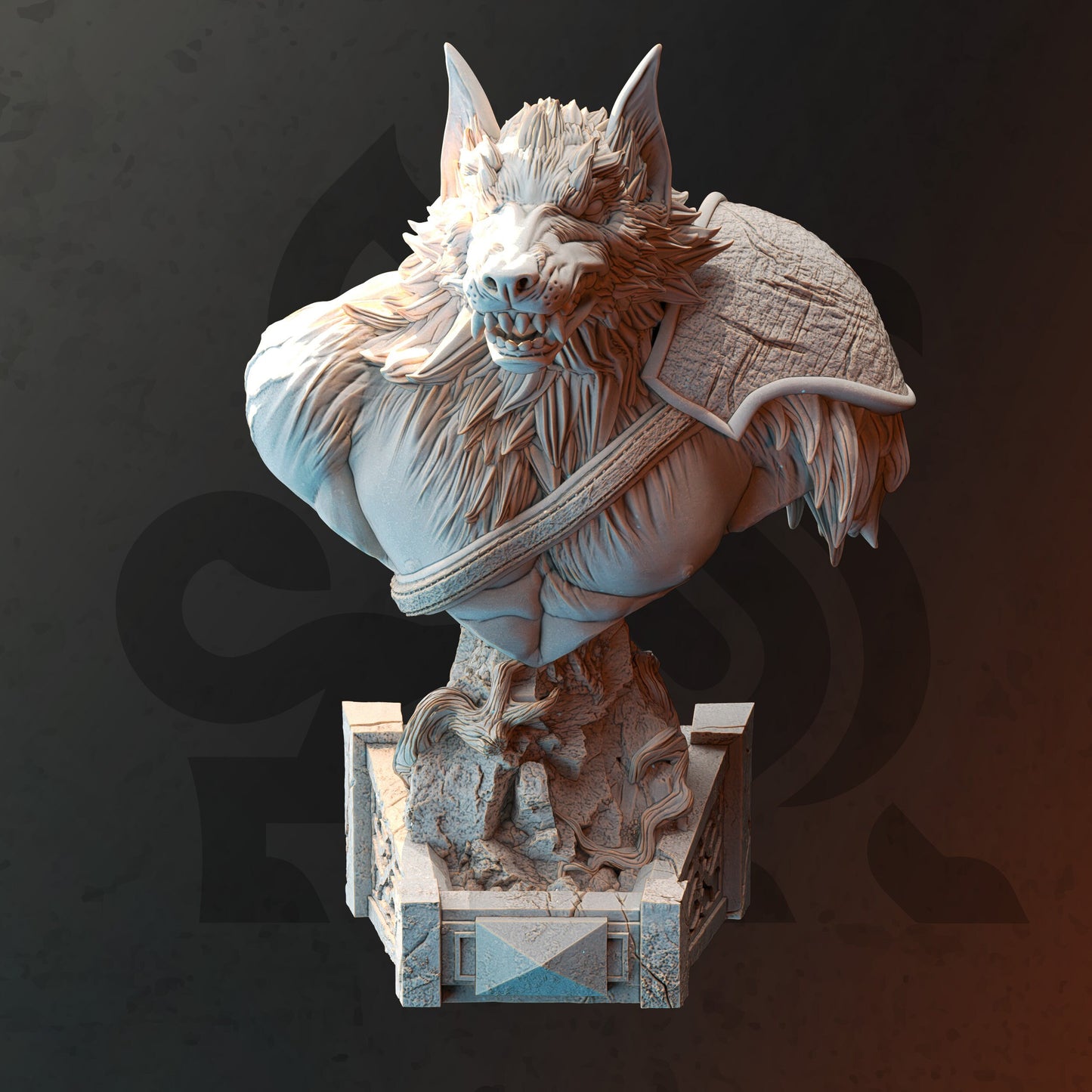 BÜSTE - Werwolf Barbarenkämpfer - Lucian Grey 120mm große Figur Druck 3D 12k Miniatur Geschenkidee Dungeons and Dragons Tabletop DM Stash