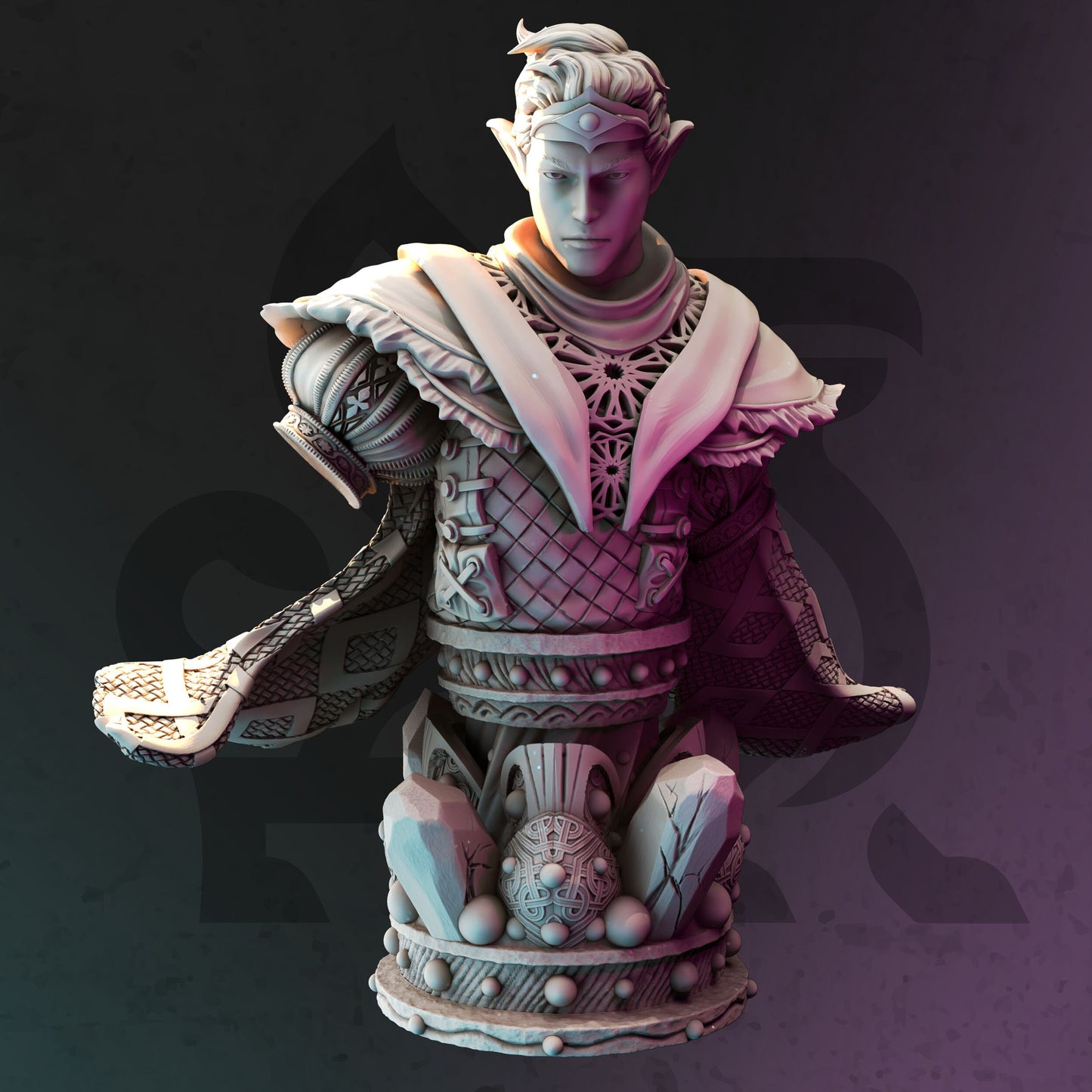 BUST - Drow Moon Sorcerer Elf Mage - Yunas 120mm tall figure print 3d 12k miniature Gift Idea Dungeons and Dragons Tabletop DM Stash