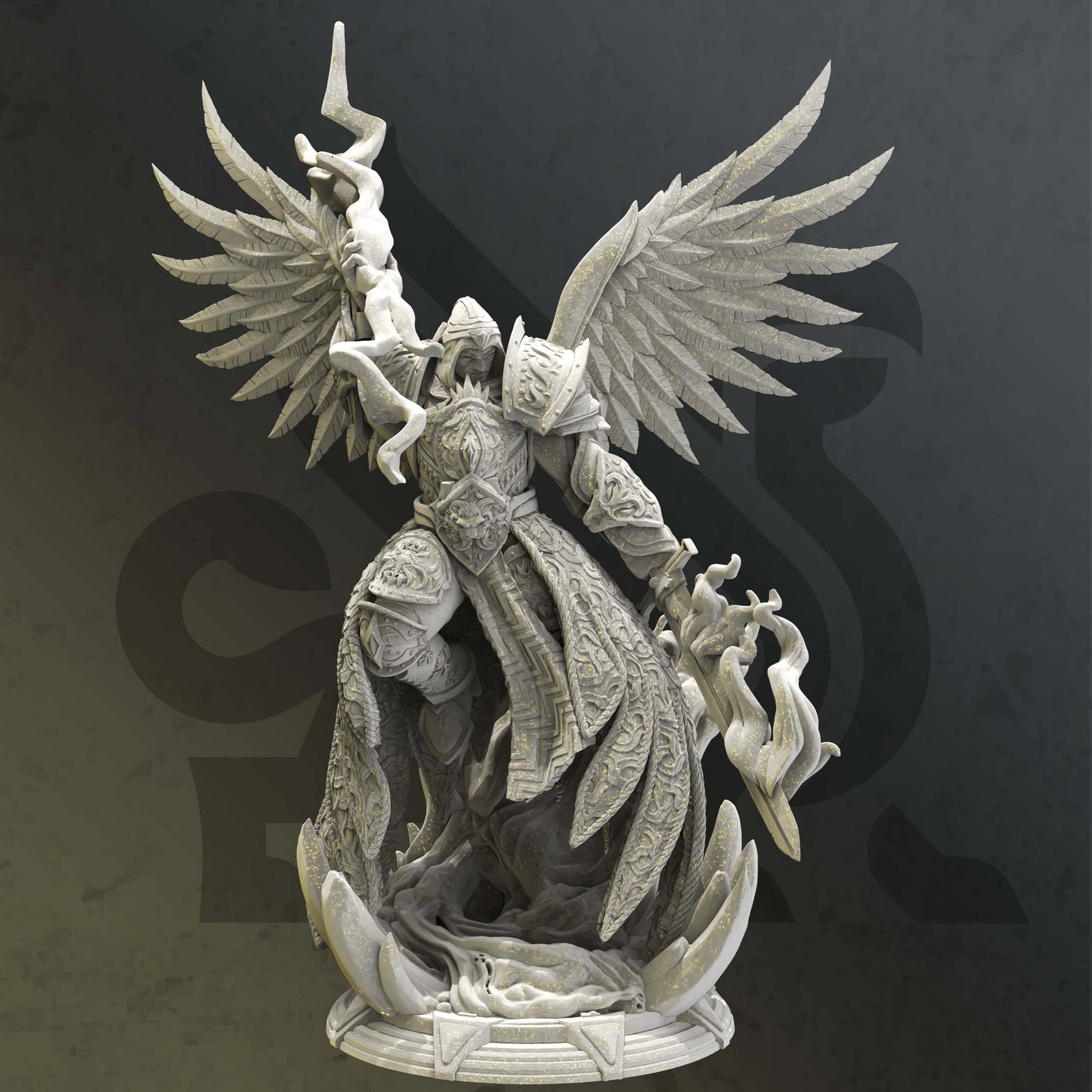 Arch Angel of Justice Erdrydion Angel Knight Figure 12k + Base Print 3D RPG Miniature Gift Idea mini | Dungeons & Dragons Tabletop DM Stash