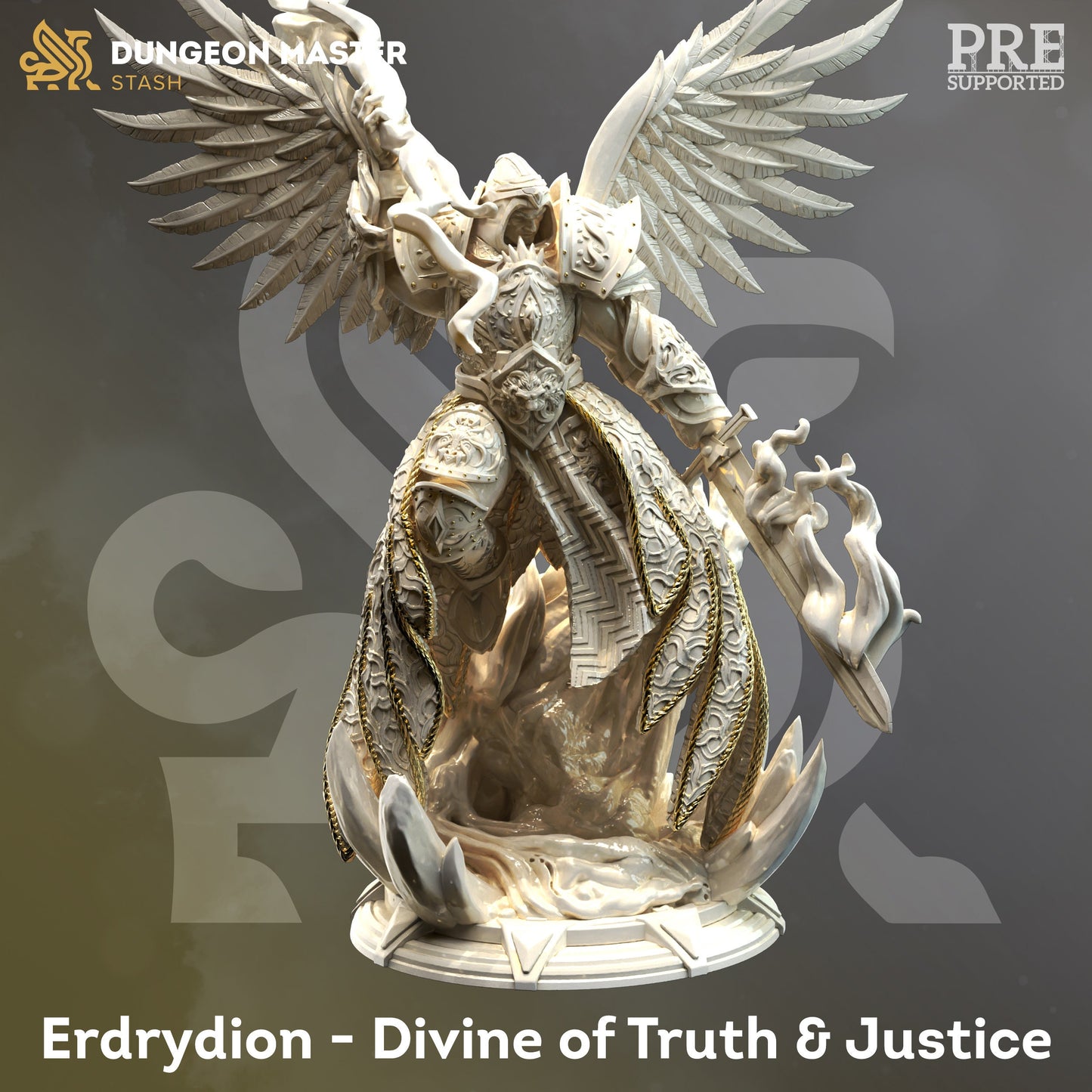 Arch Angel of Justice Erdrydion Angel Knight Figure 12k + Base Print 3D RPG Miniature Gift Idea mini | Dungeons & Dragons Tabletop DM Stash