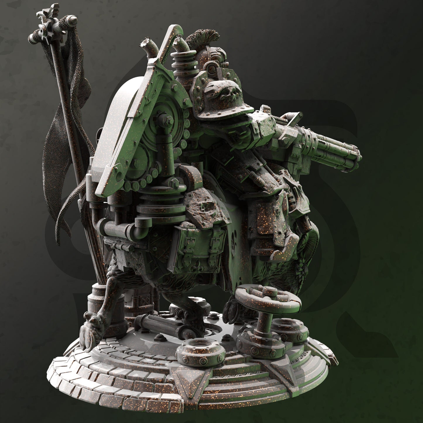 Soldat Steampunk à cheval - Figurine Kartol n Gorty avec socle imprimé 3D 12k miniature Idée cadeau | Donjons et Dragons | Jeux de table | Cachette de DM