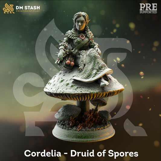 Halbling-Druide der Sporen – Cordelia-Mädchenfigur mit Sockeldruck, 3D, 12.000 Miniatur, Geschenkidee, Mini | Dungeons & Dragons | Tabletop DM Stash