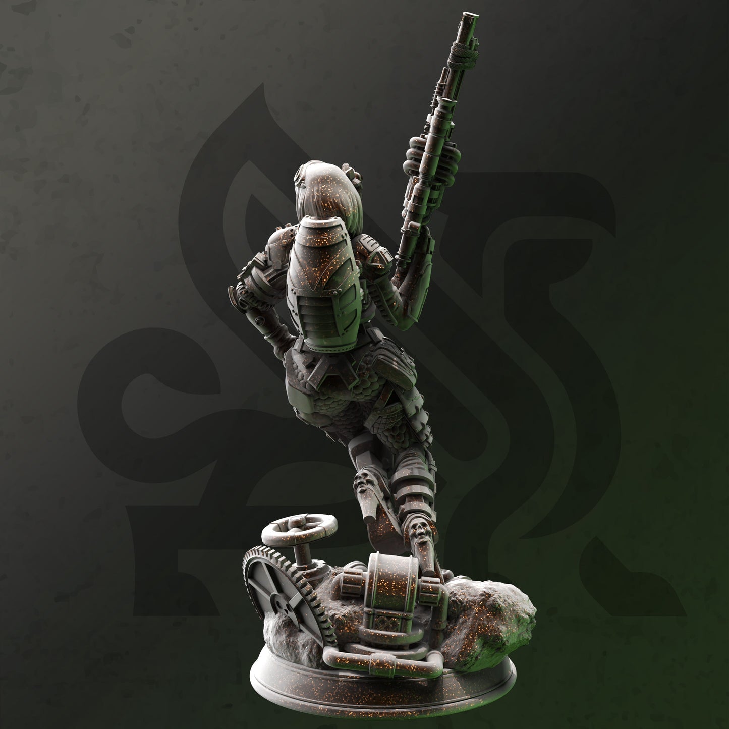 Figurine de soldate Aldith Steampunk Sniper avec base imprimée 3D 12k, idée cadeau miniature | Donjons et Dragons | Coffret de DM sur table