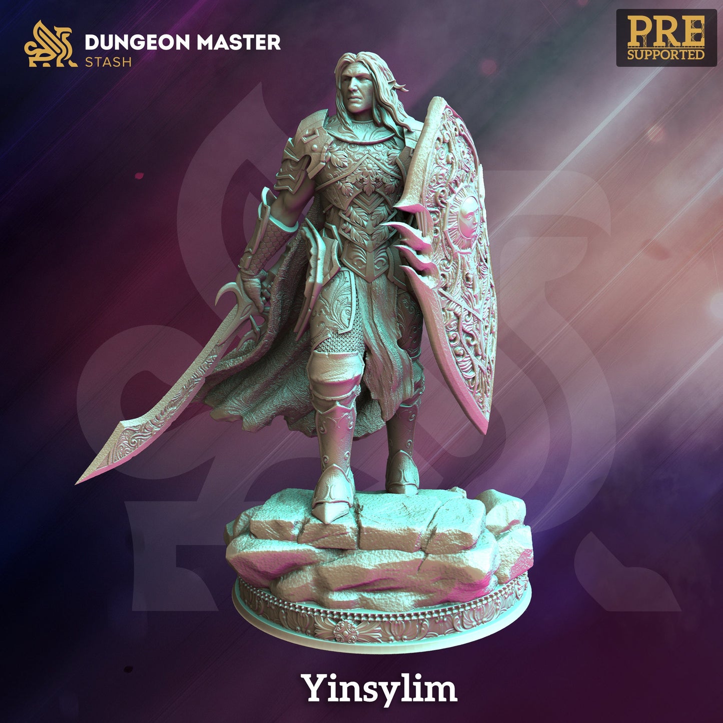 Elfenpaladin – Yinsylim-Ritterfigur + Sockel + BONUS-Druck 3D 12k Miniatur Geschenkidee Mini | Dungeons & Dragons | Tabletop | DM Stash