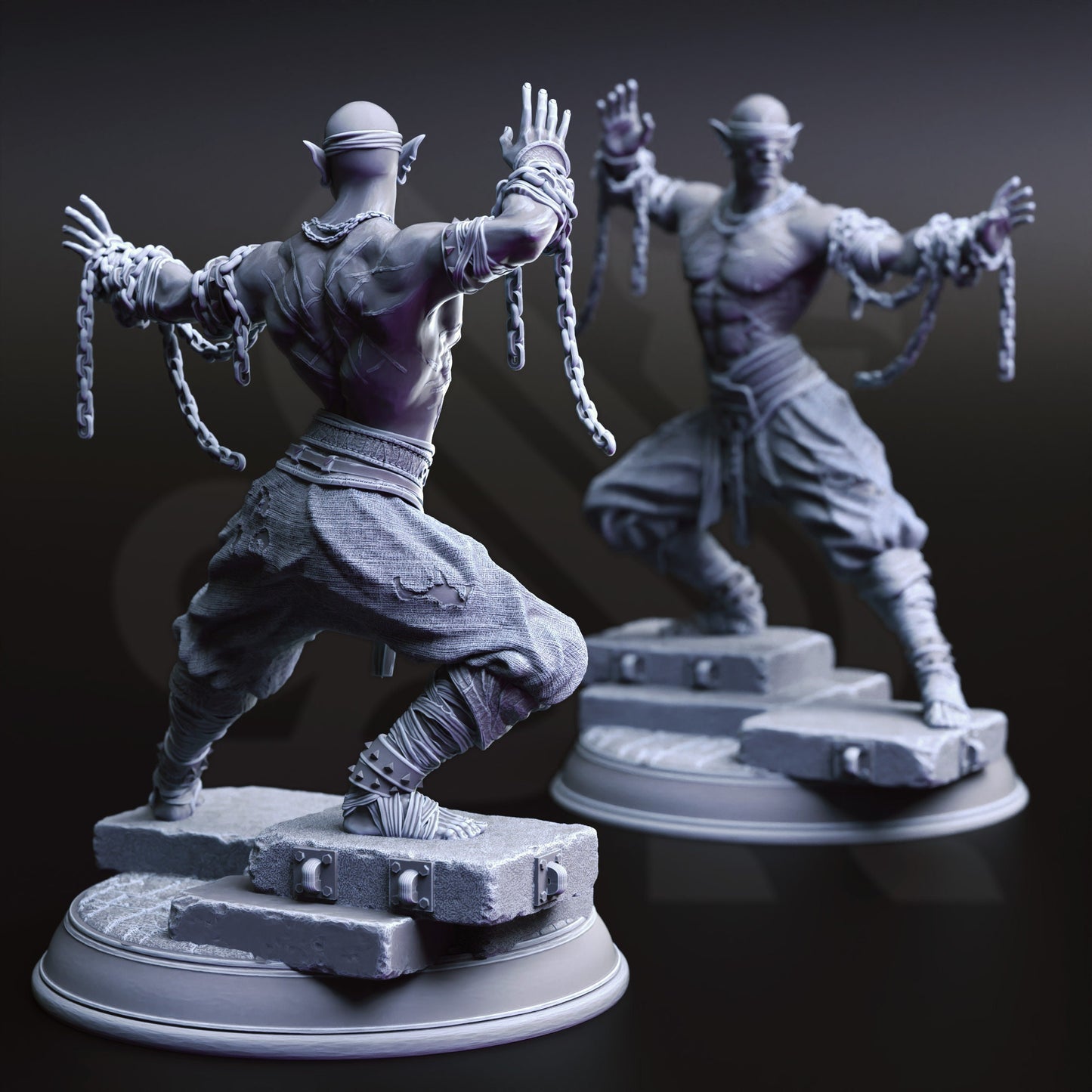 Drow Blind Monk Fighter - Uxas Vergos
