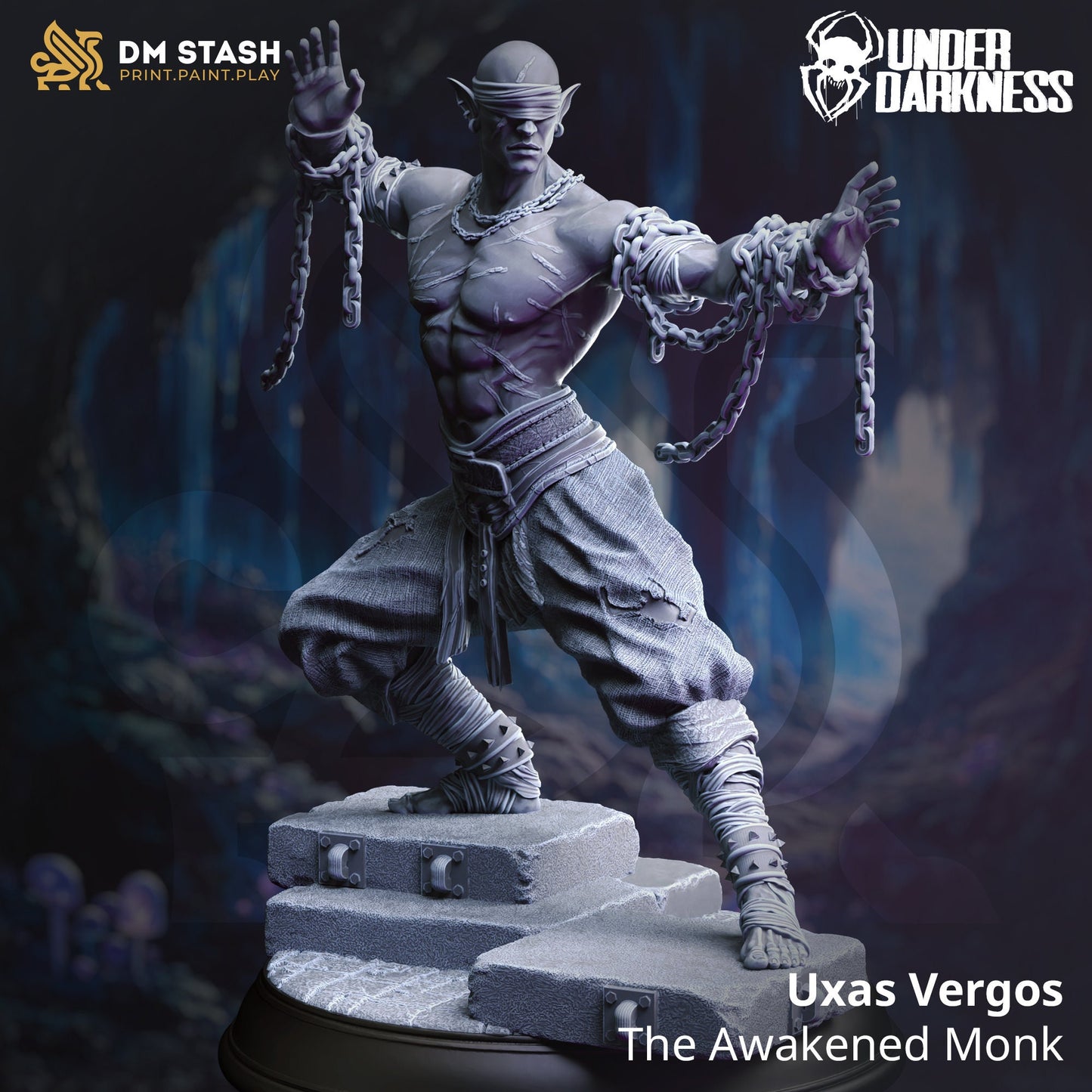 Drow Blind Monk Fighter - Uxas Vergos