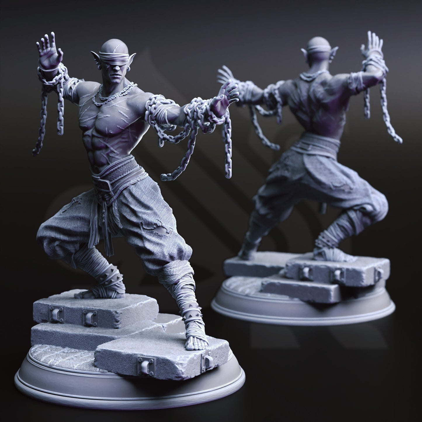 Drow Blind Monk Fighter - Uxas Vergos