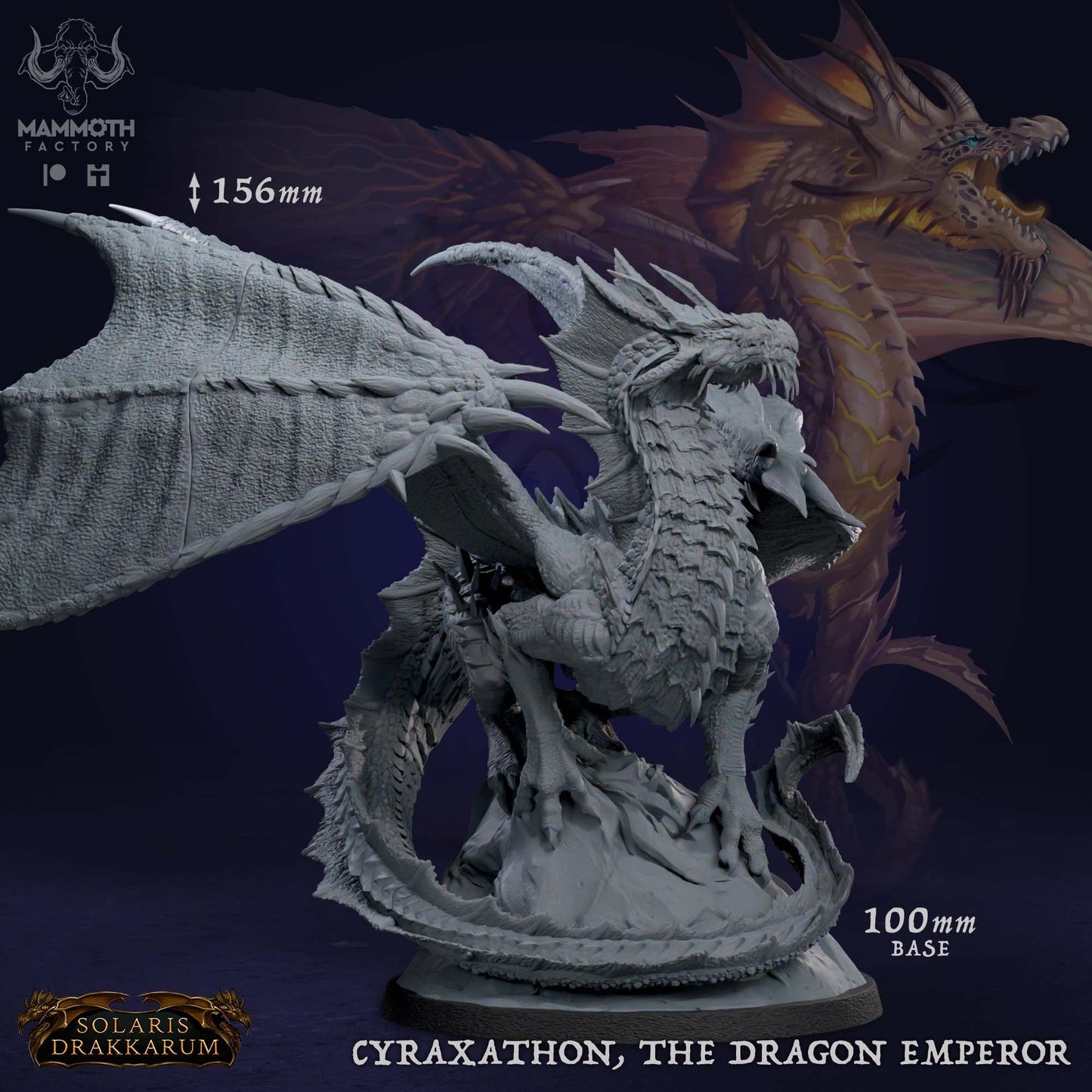 Cyraxathon – Der Drachenkaiser, RIESENfigur 12.000 14.000 + BONUS-Druck, 3D-RPG, Miniatur, Geschenkidee, Mini | Dungeons & Dragons | Tabletop | Mammut