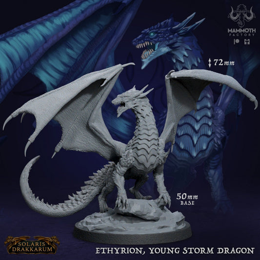 Figurine géante Ethyrion, jeune dragon de la tempête, 12 000 ou 14 000 $, avec bonus, impression 3D, idée cadeau pour RPG | Donjons et Dragons | Jeux de table | Mammouth