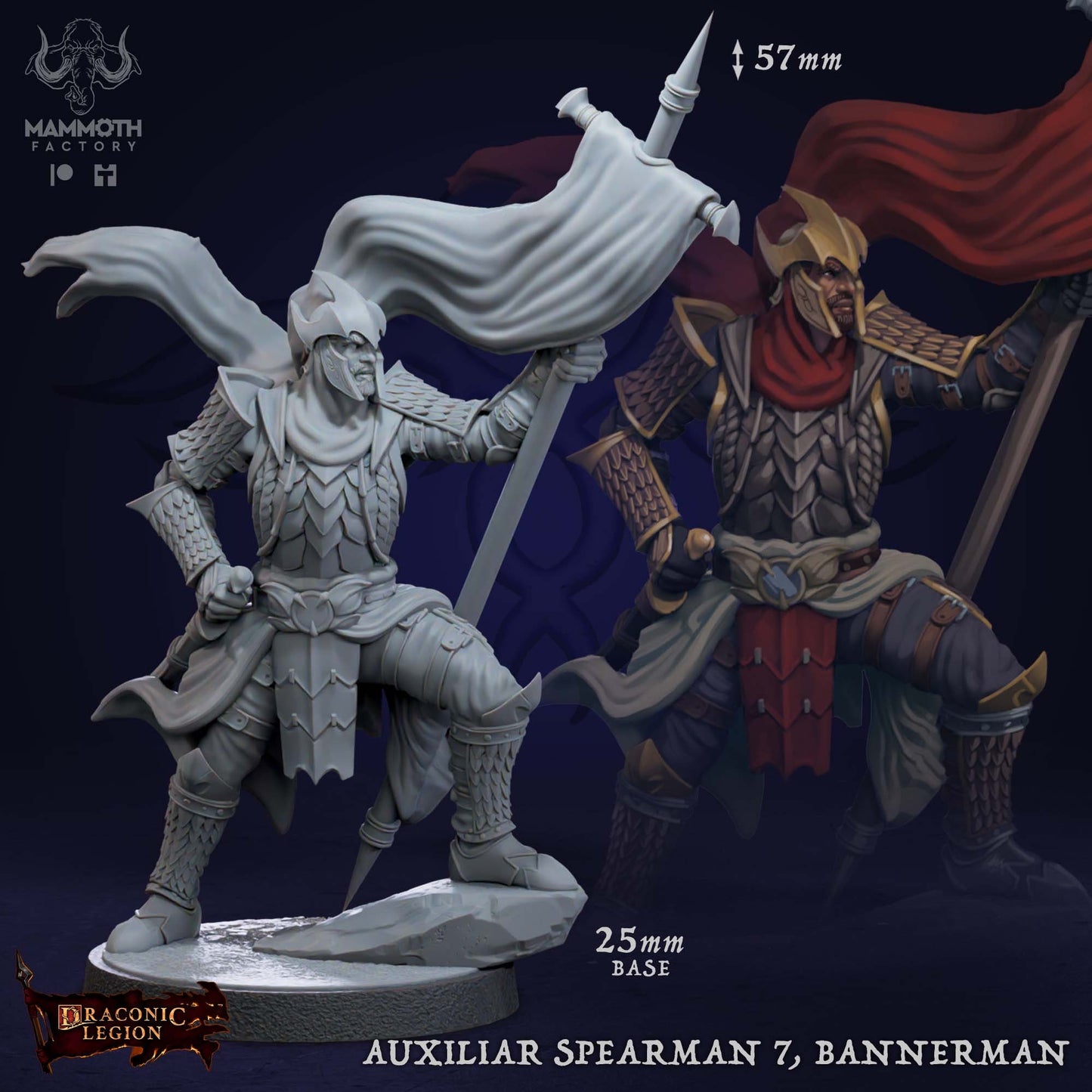 Auxilliar Spearmen Warband Warriors Bundle 8 Figs 12k 14k + BONUS Druck 3D RPG Miniatur Geschenkidee Mini Dungeons & Dragons Tabletop Mammut