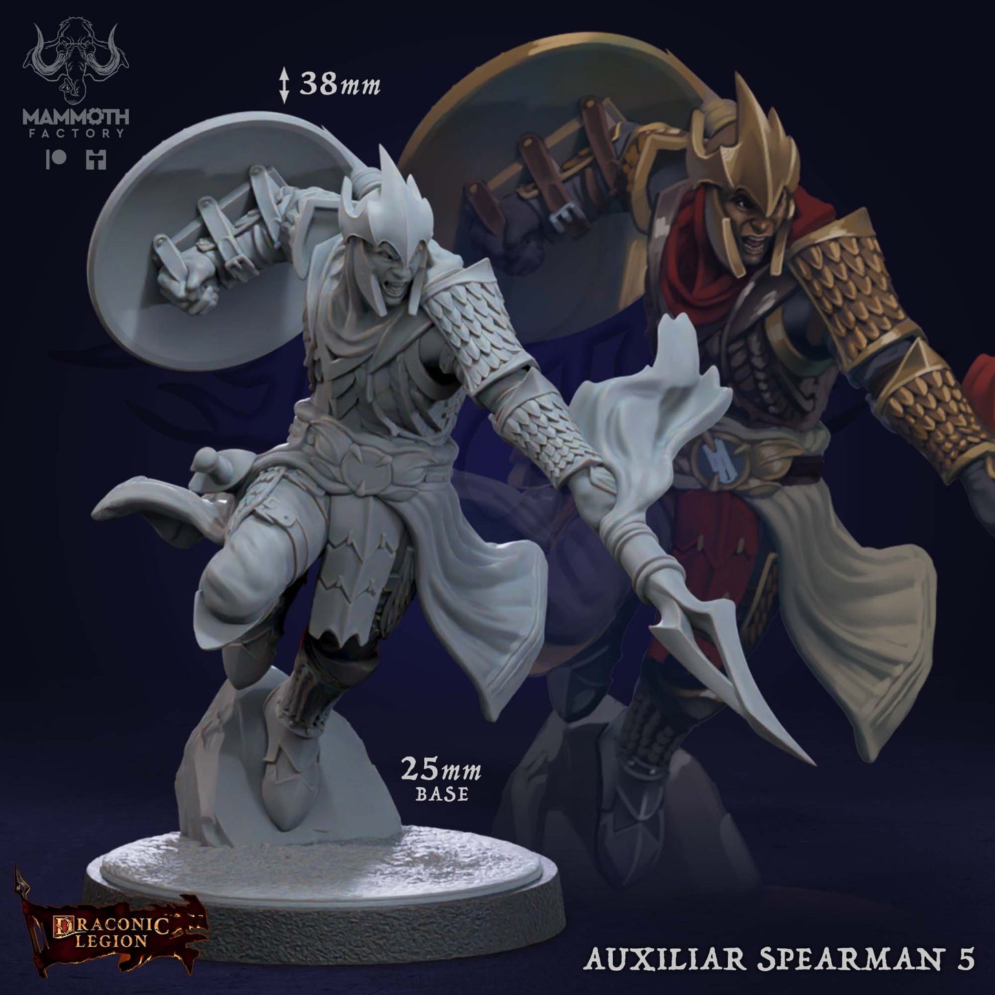Auxilliar Spearmen Warband Warriors Bundle 8 Figs 12k 14k + BONUS Druck 3D RPG Miniatur Geschenkidee Mini Dungeons & Dragons Tabletop Mammut
