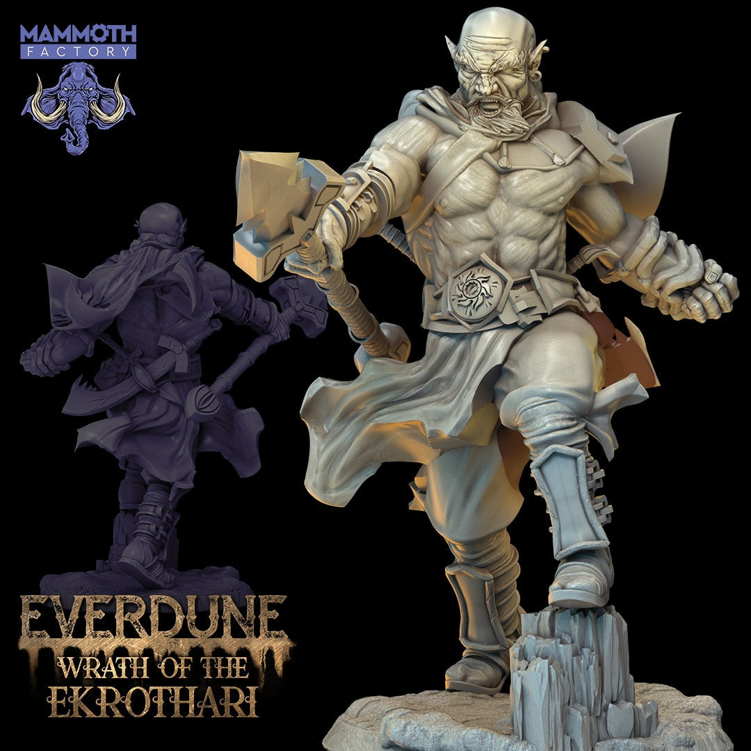 Ekrothari – Ork-Krieger mit Speerfigur 12.000 14.000 + BONUS-Druck 3D-RPG-Miniatur-Geschenkidee Mini | Dungeons & Dragons | Tabletop | Mammut