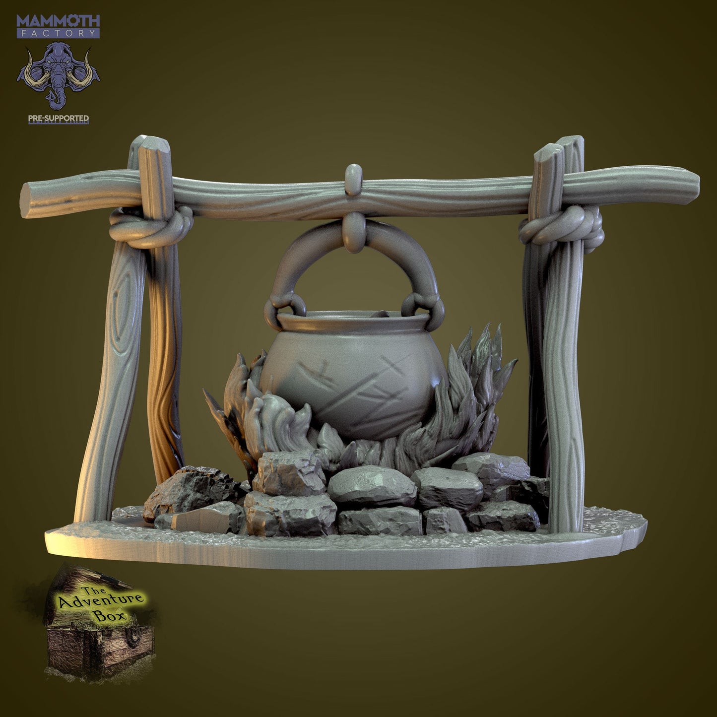 Camp Fire Terrain Enviro Fire Figure 12k 14k + BONUS Print 3D RPG Miniature Gift Idea mini | Dungeons & Dragons | Tabletop | Mammoth