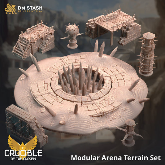 Arena-Geländeset – Schmelztiegel-Fallen, Stacheln +9 Elemente 12.000 + Gratis-Druck, 3D-RPG-Miniatur, Geschenkidee, Mini | Dungeons & Dragons | Tabletop DM Stash