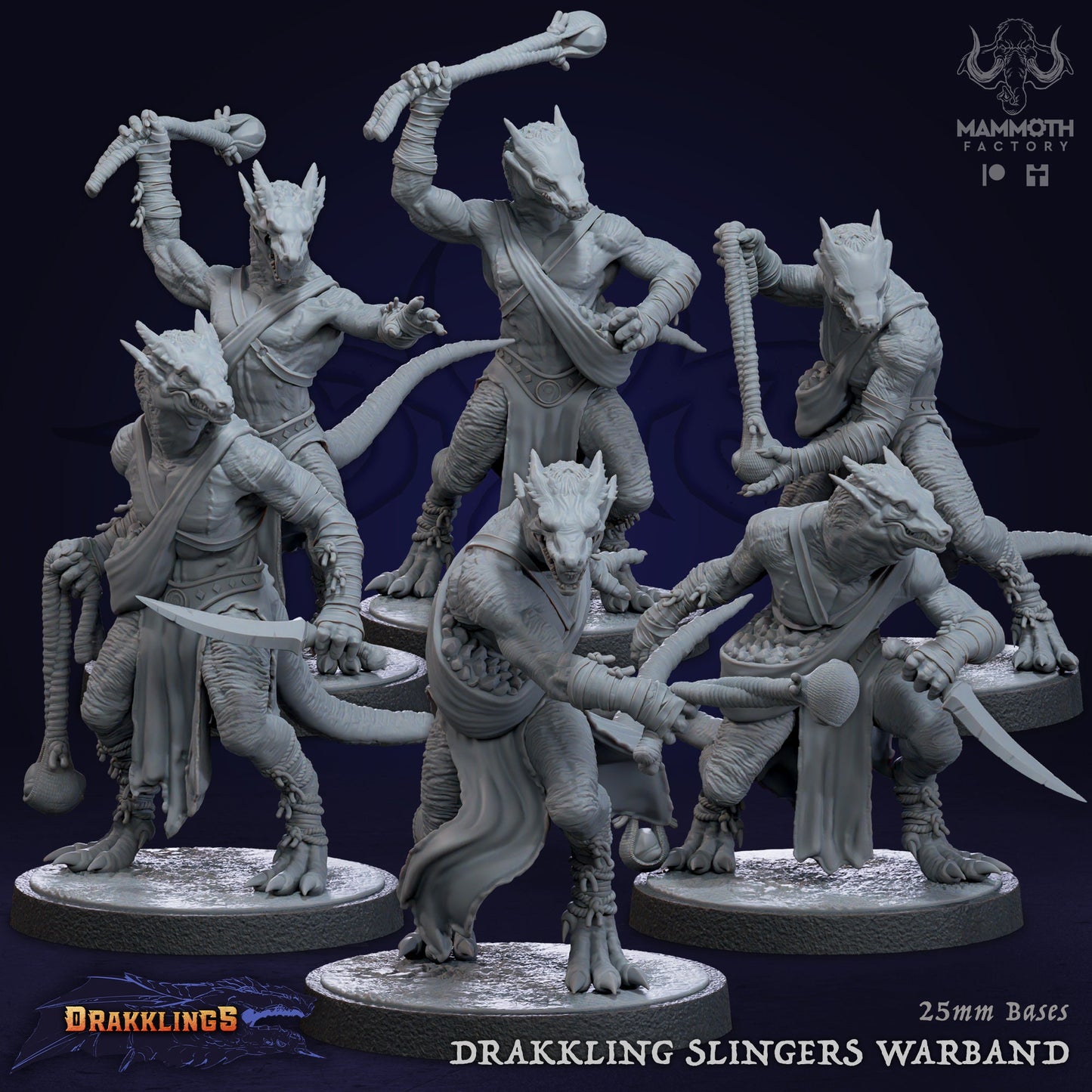 Drakkling Slinger Warband Warriors Bundle 6 Figs 12k 14k + BONUS Print 3D RPG Miniature Gift Idea mini Dungeons & Dragons Tabletop Mammoth